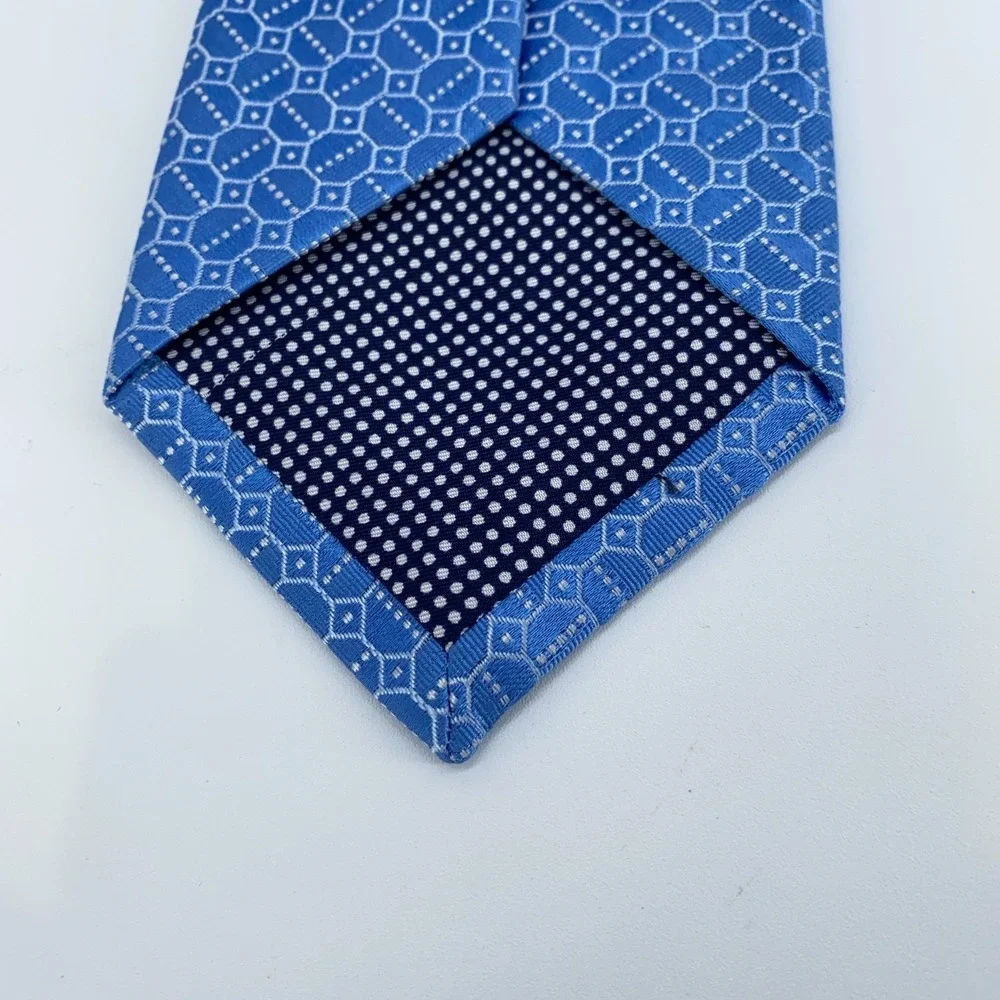 Eton Tie Mens One Size Blue Patterned Silk Professional Necktie England Made NWT